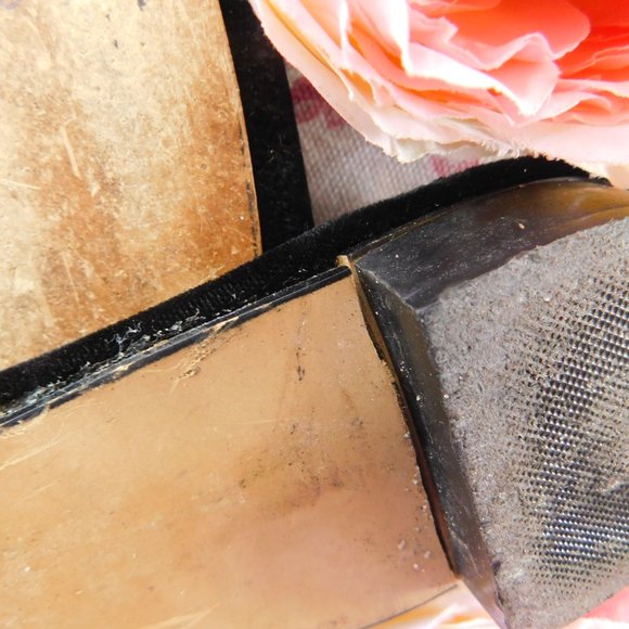 Vintage Black Velvet Mules With a Gold Flower - Picture 7 of 7